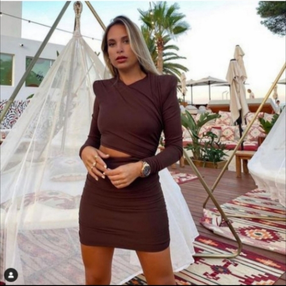 Zara Draped Brown Mini Dress - Picture 6 of 15